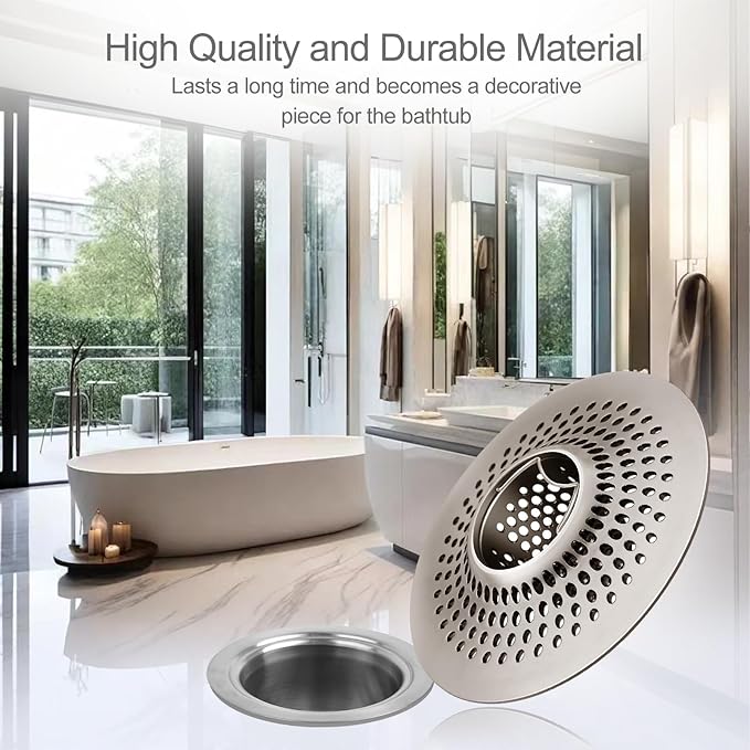 LEKEYE Shower Drain Hair Catcher/Bathroom Drain Cover/Bathtub Drain Strainer/Shower Stall Drain Protector(Brushed Nickel)