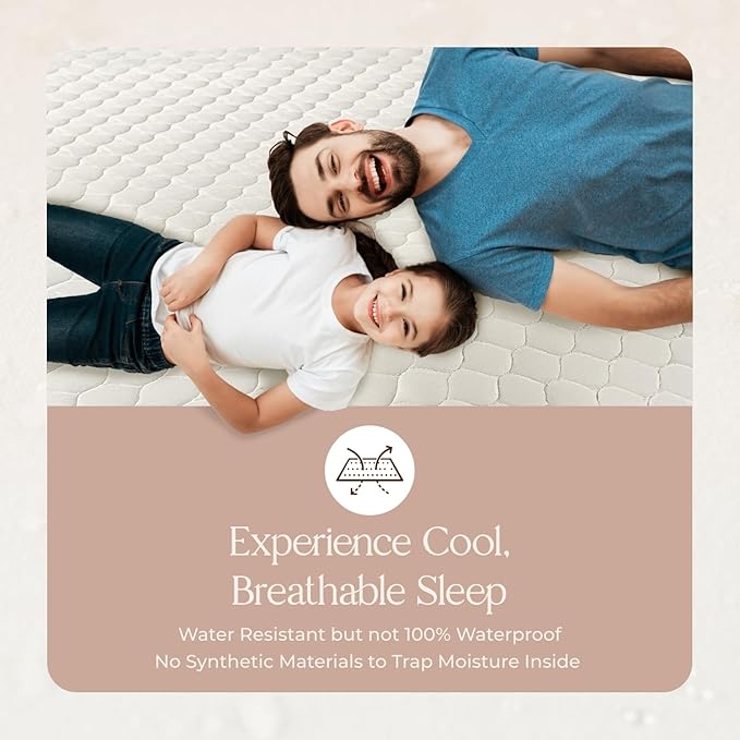 100% Cotton Organic Mattress Pad - Breathable, Cooling, Not Waterproof Mattress Protector Twin Size - Premium 300GSM Quilted and Noiseless Machine Washable Organic Mattress Protector (Ivory, Twin)
