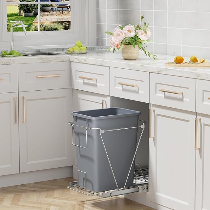 ROOMTEC 35QT Kitchen Trash Can, Lightweight and Sturdy Slim Trash Can, Wastebaskets for Office, Workspace, Kitchen, Bathroom, 2 Packs