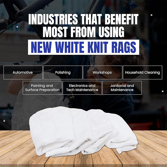 Premium White T-Shirt Cleaning Rags (2 lbs. Bag - Pack of 12) – White Cotton Rags for Cleaning, Staining, Painting, Oil, Grease & Dust Removal – Shop Rags Bulk for Multipurpose use