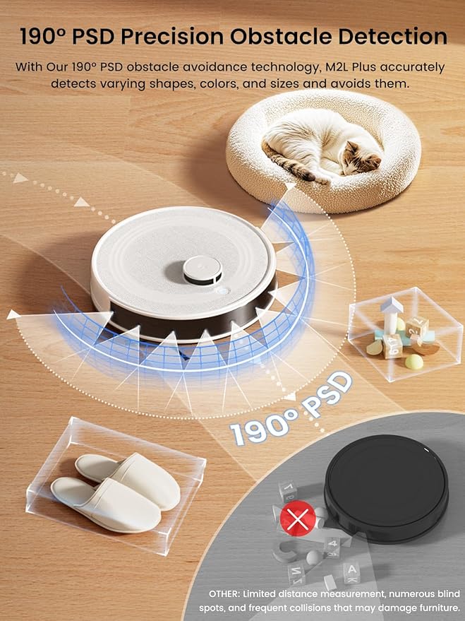 Lefant M2L Plus LiDAR Robot Vacuum and Mop, 190° PSD Obstacle Avoidance, 6000Pa Strong Suction, 45-Day Capacity, Multi-Floor Mapping, 130 Min Runtime, WiFi/Alexa/APP/iWatch