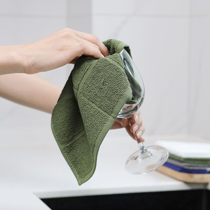Glynniss Dishcloths Kitchen Highly Absorbent Dish Rags 100% Cotton Dish Cloths for Washing Dishes (Light Cream)