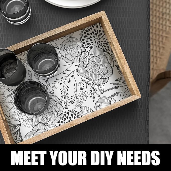 Floral Drawer and Shelf Liner for Kitchen 12IN x 20FT, Non-Adhesive and Strong Non-Slip Cabinet Drawer Liners, Waterproof Thickened Shelf Liner,Easy to Clean,Black and White