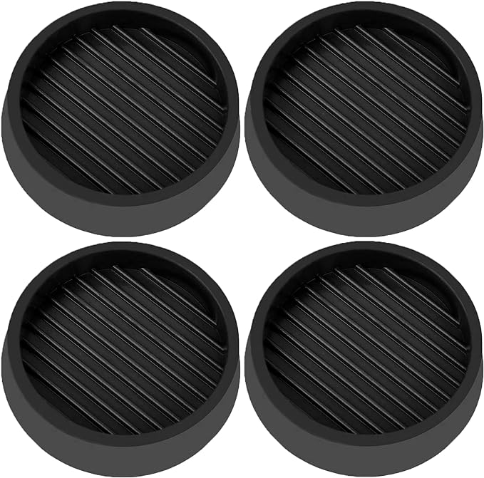 4X4 Round Rubber Caster Cups, Non Slip Furniture Pads, Anti-Slip Gripper, Anti Skid Furniture Feet, Anti Slide Floor Protector for Bed Couch Table Chair Stoppers (Black, 4 Pack)