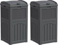 Greesum 33 Gallon Outdoor Trash Can with Lid (2-Pack), Heavy Duty Resin Garbage Bin, Waterproof & UV Resistant for Patio, Garden, Deck, Yard, Gray