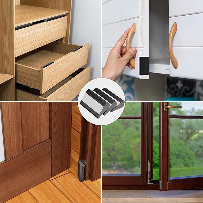 Wedge-Shape Window Weather Stripping Door Frame Seal Strip 3Pcs×196" Black,Upgrade Black Foam,Soundproofing,Draft Stopper,Winter Insulation,Noise Blocker, Gap Filler for Exterior Front Door Side
