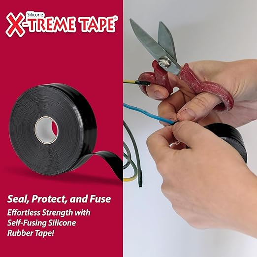 X-Treme Tape MOCAP Heavy Duty Waterproof Self Fusing Silicone Rubber Tape for Hose, Pipe, Electrical, Automotive, Outdoor, and Repairs - Leak Proof, Insulating - 1 Inch x 36 Ft Roll - Black