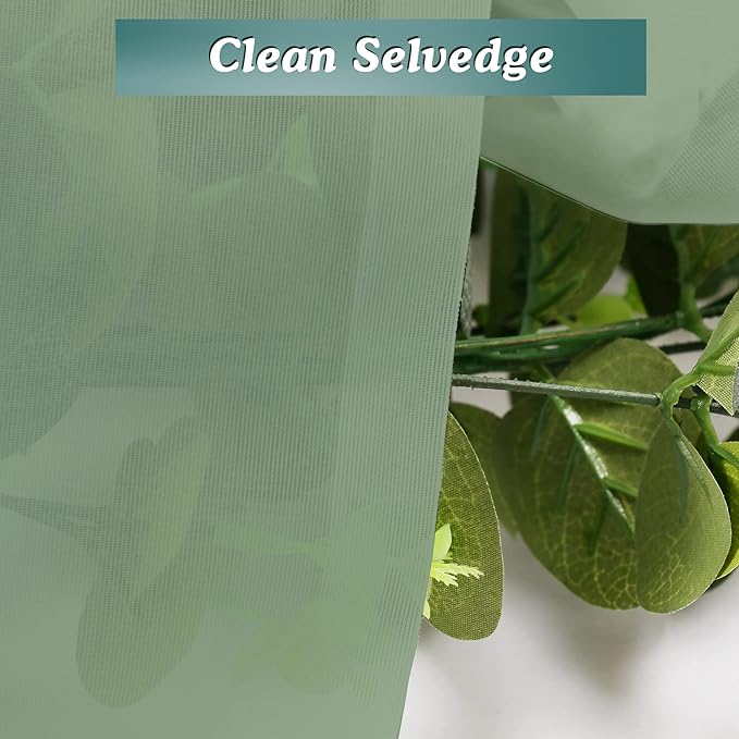 Chyhomenyc Sage Green Sheer Curtains 63 Inch Length 2 Panels, Light Filtering Airy Breathable Rod Pocket Voile Window Drapes for Bedroom Living Room, Each 42x63 Inch，Set of 2