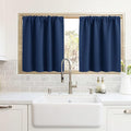 RYB HOME Blackout Curtains for Kitchen, Over Sink Privacy Curtains Window Decor, Thermal Insulating Drapes for Bathroom Cafe Bedroom Small Window, W 42 x L 24 inch, Navy Blue, 2 Panels