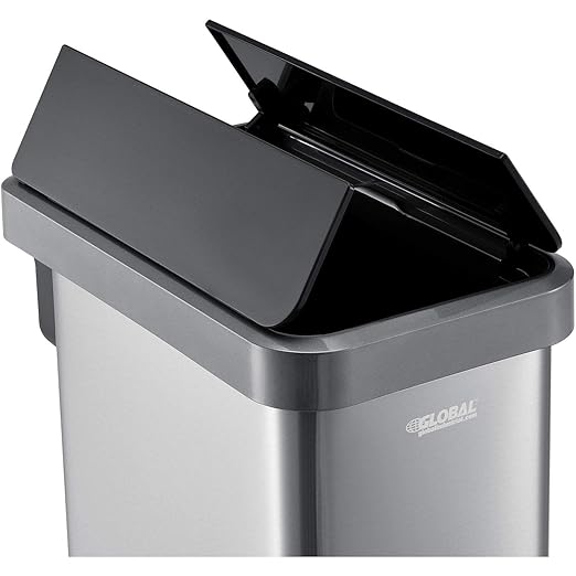 Global Industrial 12 Gallon Stainless Steel Slim Trash Can, Rectangular Butterfly Step-On