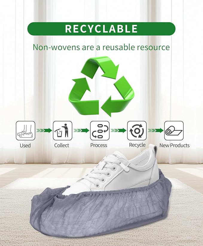 200Pcs(100 Pairs) Non-Woven Shoe Covers Disposable Non Slip for Indoors, Breathable | Durable | Boot Covers, Fits Up to Size 13 US Men (Gray)