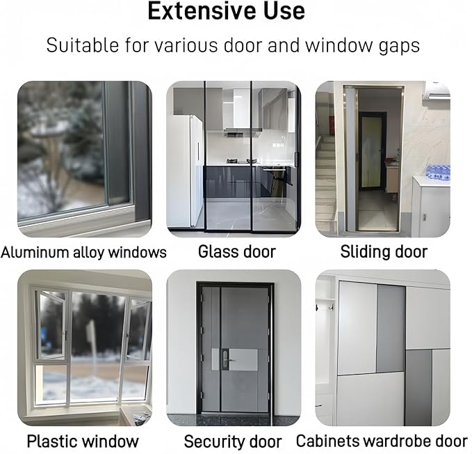 33 Ft Self-Adhesive Weather Stripping Door Seal Strip for Door Window, 0.35" Wide x 0.2" Thick, Gray