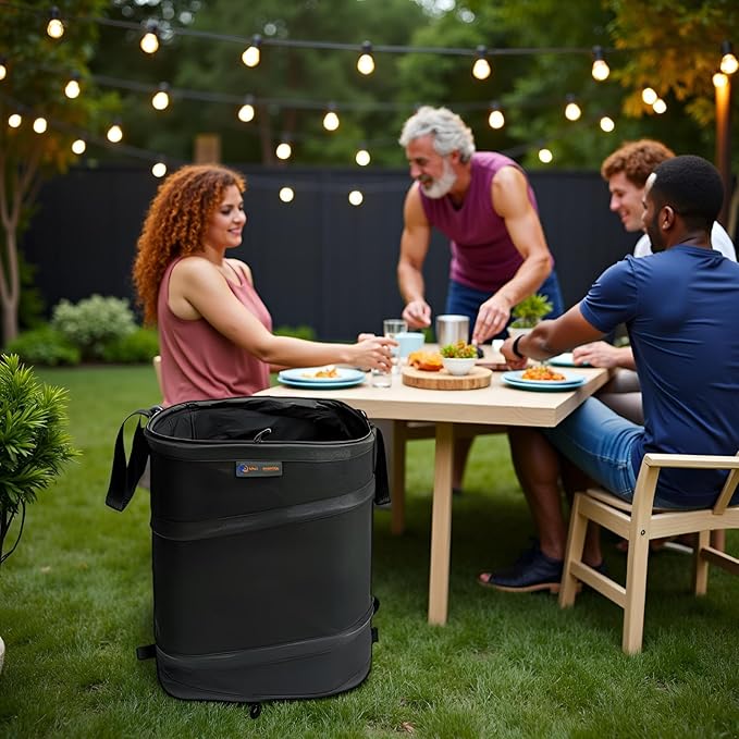 YUDI & GARDEN 19 Gallon Square Collapsible Yard Waste Bin｜Collapsible Trash Can｜Camping Trash Can, for Collecting Weeds or Yard and Party Waste