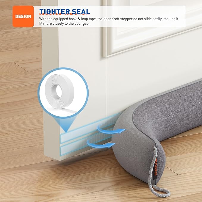 MAGZO Door Draft Stopper, 36 Inch x 2pcs Under Door Draft Blocker Noise Stopper, Weighted Wind Blocker Draft Guard for Bottom of Door, Gray