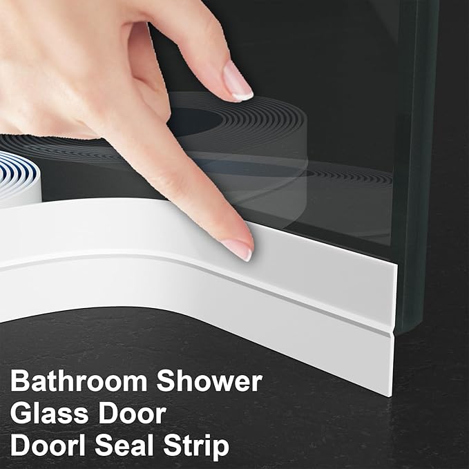 Weather Stripping Door Seal, Silicone Strip for Frame and Gaps Draft Stopper,Glass Shower Door Sweep, White, 20 Feet x 1 Inch