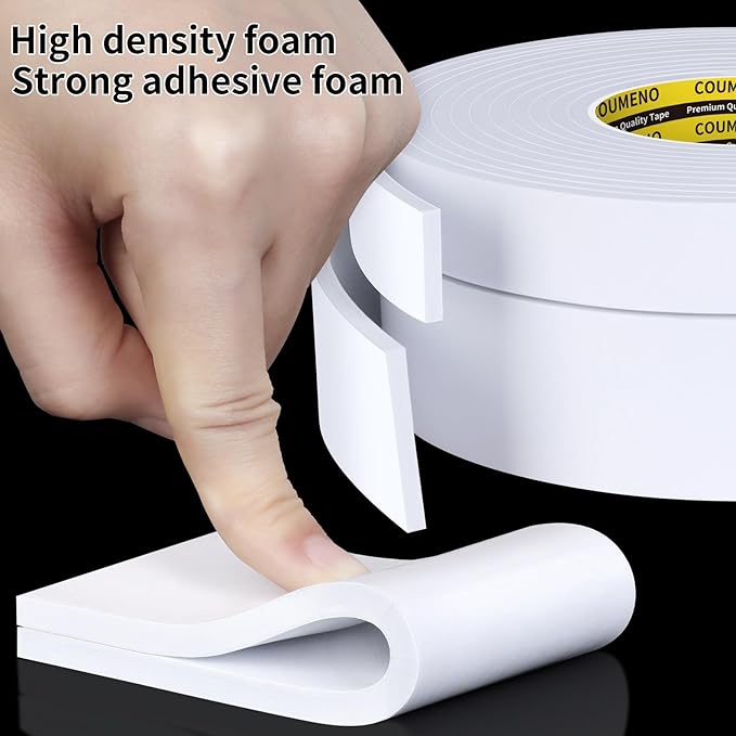 EVA Single Sided Adhesive White Foam Tape 1.2in x 16.4FT Sealing Strip Foam Pad Sponge Tape Window Weatherproof, Self-Adhesive Insulation Sealing