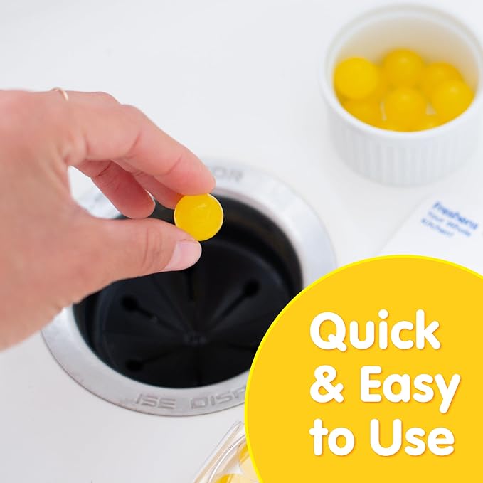 Compac Plink Garbage Disposal Cleaner and Deodorizer, Air Fresheners for Garbage Disposal, Home Accessory Cleaning Products for Kitchen, Drain Cleaners and Deodorizers, Lemon Scent, 40 Count, Yellow