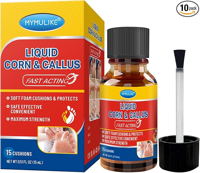 Liquid Corn Remover, Corn Removers for Toes, Fast Acting, Safe Removes Corns Fast Extra Strength for Kids and Adults, 15ml Liquid with 15PCS Cushions 10PCS Swabs (15ML*1)