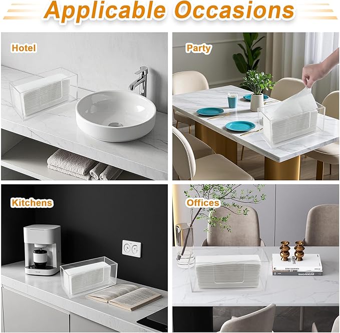 4Pack Acrylic Paper Towel Dispenser, Napkin Holder for Bathroom, Kitchen & Countertop – Paper Towel Holder Z-Fold/C-Fold/Multi-Fold Holder, Shatter-Resistant & Space-Saving (4)