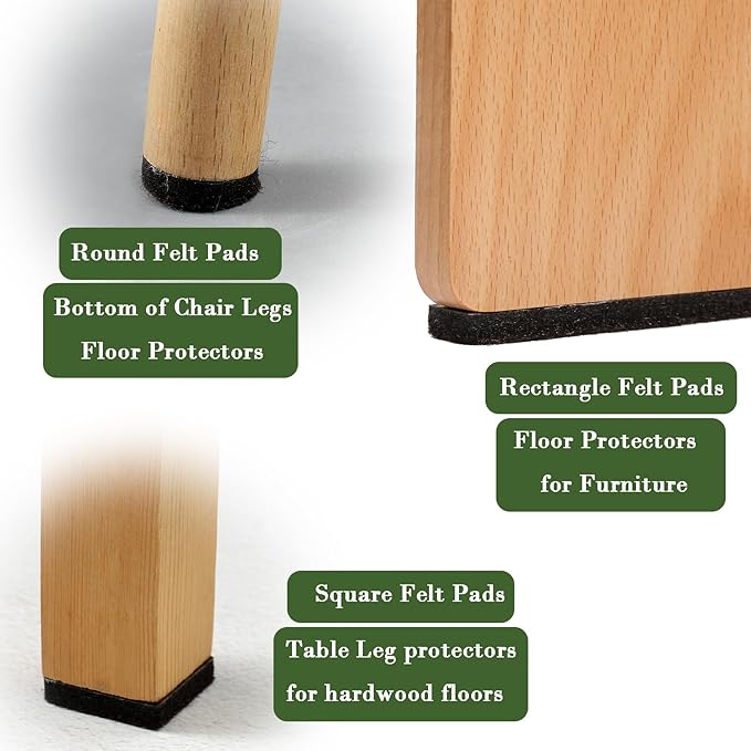 Fursafe&Q Felt Furniture Pads for Hardwood Floors -Self Adhesive Felt Chair Leg Pads，Furniture Feet Floor Protectors, Protect Floor from Nicks, Bumps and Scratch, 201 Pcs Kitchen Cabinet Door Bumper