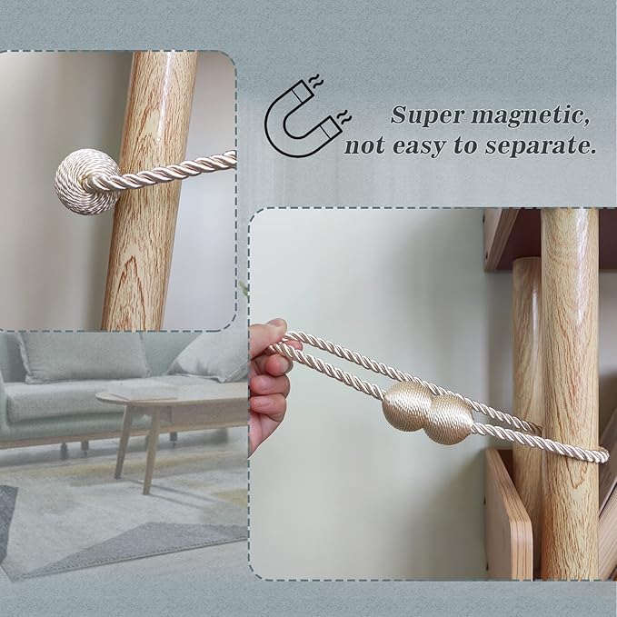 Hion Magnetic Curtain Tiebacks White 2pcs, Curtain Tiebacks Buckles Holdbacks Holders Hooks Clip for Home Bedroom Office Decorative Curtain