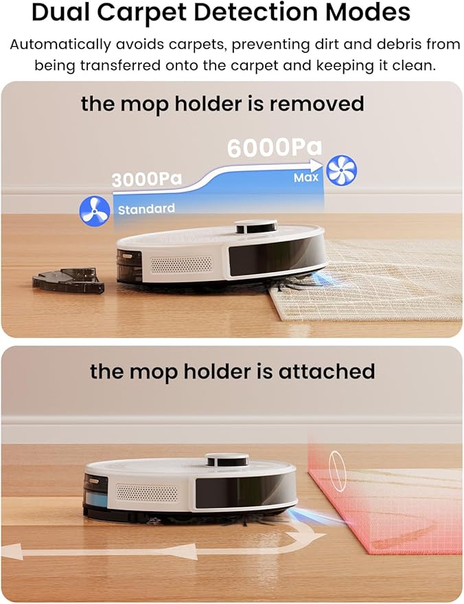 Lefant M2L Plus LiDAR Robot Vacuum and Mop, 190° PSD Obstacle Avoidance, 6000Pa Strong Suction, 45-Day Capacity, Multi-Floor Mapping, 130 Min Runtime, WiFi/Alexa/APP/iWatch