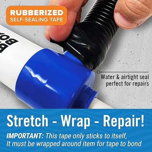 Black Heavy Duty Silicone Tape, Self-Fusing Rubber Hose and Plumbing Water Pipe Repair Seal, Coax Electrical or Waterproof Tape for Leaks, 40ft