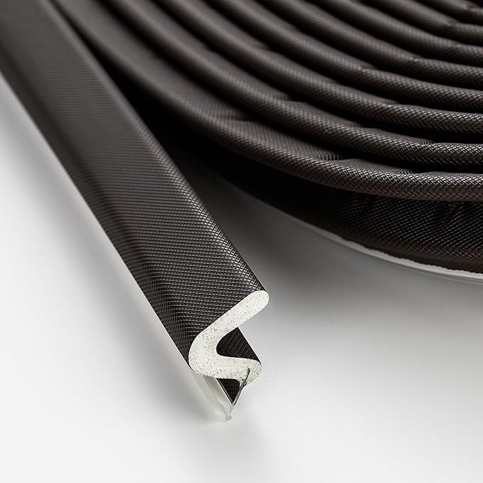 Weather Stripping Door Seal Strip - Soundproof Q-Shaped Foam for Exterior Door Frame, Large Gap Seal, Noise Cancelling, Easy to Install (Brown, 28FT)