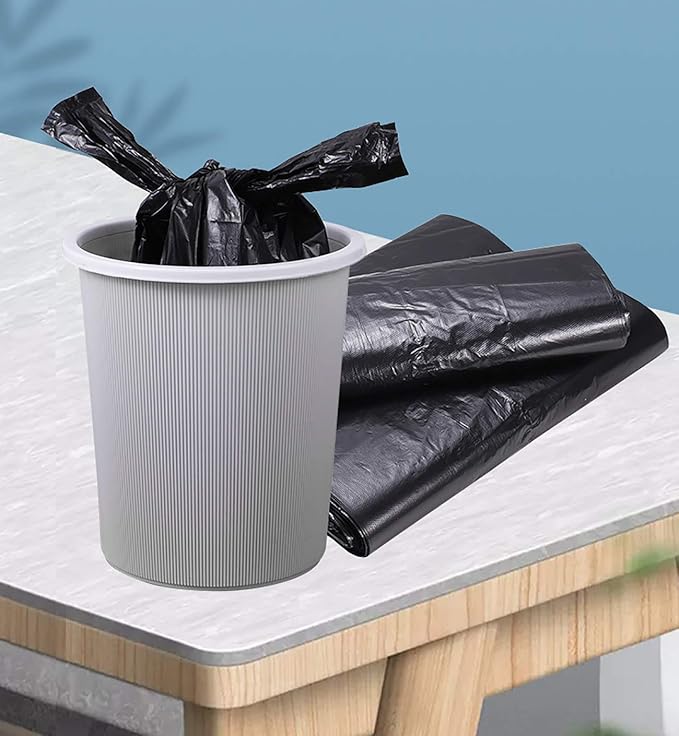 YYaaloa 100 pcs Black Trash Bags with Handles - 14x22 Super Thick 1.8mil Plastic Rubbish Bags for Office, Picnic, Kitchen, Bulk Use