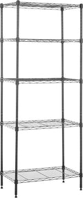 Amazon Basics 5-Shelf Multipurpose Adjustable Sturdy Steel Storage Shelving Unit, Easy Assembly, 13.4" D x 23.2"W x 60"H, Black
