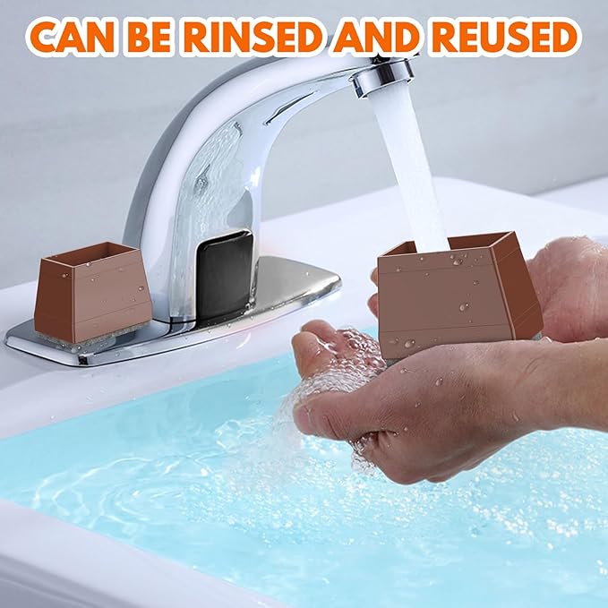 Rectangle Chair Leg Protectors for Hardwood Floors,16 PCS Silicone Covers to Protect Wood Tile Floors Felt Pads Furniture Leg Caps Reduce Noise. Easy to Move.(Brown,1.25 x 2 Inch,Rectangle)