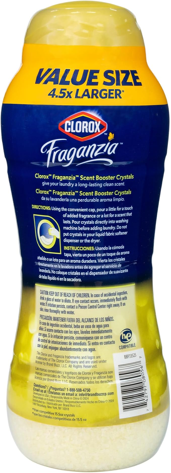 Clorox Fraganzia Laundry Scent Booster Crystals in Citrus Blossom Scent - Scented In-Wash Freshener Beads for Fresh, Clean, Great Smelling Clothes and Linens, 70 Oz