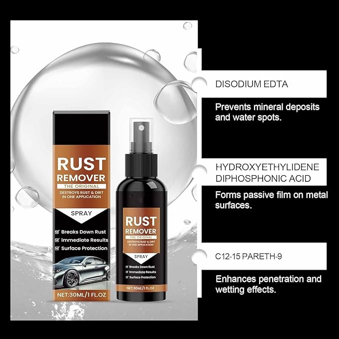 3 Pcs Nexa Rust Remover Spray, 2025 Upgrade Rust Remover for Metal, Car Scratch Remover, Iron Stain Cleaner for Multiple Surfaces,for Heavy Duty Rust Dissolver for Metal, Tools, Cars, Chains