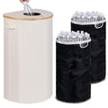 Efluky Recycling Bin 100L, 26 Gallon, Beige, D-Shaped, Oxford Fabric, 17.32"L x 12.9"W x 11.46"H, 2 Removable Inner Bags, Lightweight, Open-Top, Cycling, Kitchen
