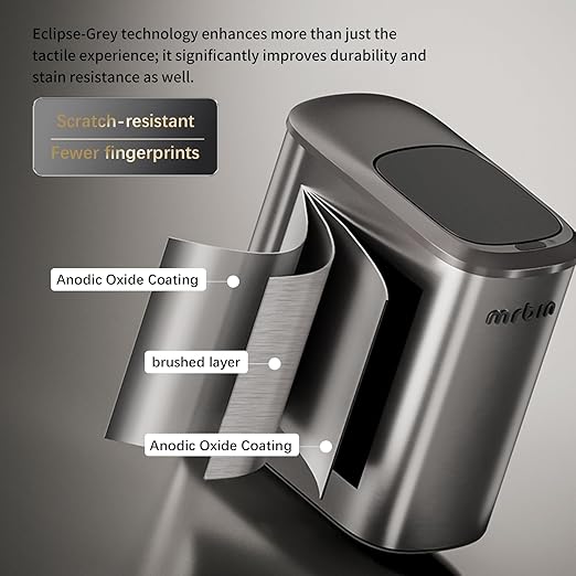 MRBIN Stainless Steel Motion Sensor Bathroom Trash Can, 10L / 2.6gal Slim Smart Toilet Waste Basket with Lid, Automatic Touchless Kitchen Bucket for Narrow Restroom, Vanity, Rv, Eclipse Grey