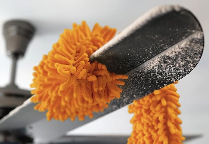 Ceiling Fan Blade Duster Cleaner with 4-14 ft Extension Pole (20ft Reach) // Flexible Fan Cleaner for Ceiling Fans // Microfiber Ceiling Fan Brush Cleaner with Pole // Best Ceiling Fan Cleaning Tool
