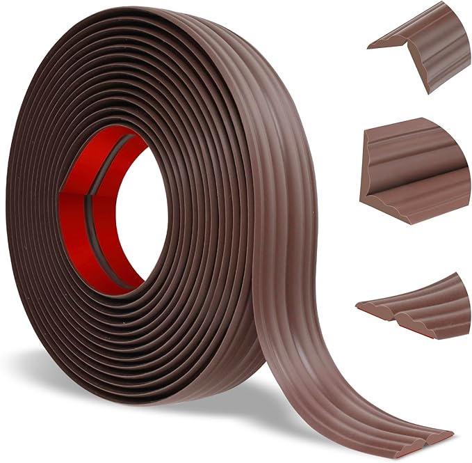 Wall Corner Protector Peel and Stick Corner Trim Molding Flexible Inside & Outside Wall Edge Guard Self Adhesive Moulding Trim for Edge Use, Brown, 2.3” W x 40’ L