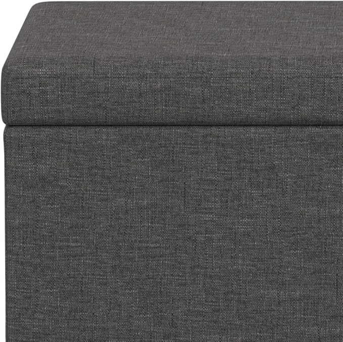 SIMPLIHOME Avalon 54 inch Wide Contemporary Rectangle Extra Large Storage Ottoman Bench in Slate Grey Polyester linen fabric, Assembled, For the Living Room, Entryway and Family Room