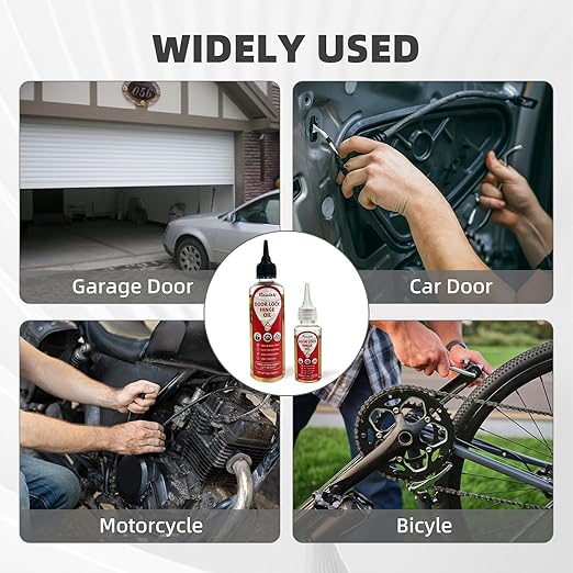 Realth Garage Door Lube -Door Hinge Lubricant for Metal Parts, Locks, Chains, Keyholes - Long-Lasting, Non-Toxic, Rust-Resistant Liquid Penetrating Oil with Precision Oiler Needle (30ml*2Pack)