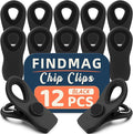 12 Pack Magnetic Chip Clips, Bread Clips Food Bag Clips for Food Packages, Kitchen Clips with Magnet for Fridge, Plastic Assorted Colors Bag Clips for Food Storage, Snack Bag and Chips Bag