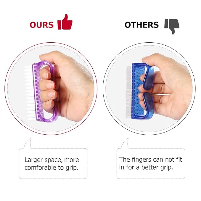Handle Grip Nail Brush, Nail Brushes Hand Fingernail Brush Cleaner Scrubbing Kit Pedicure for Toes and Nails Men Women (4 Pack)