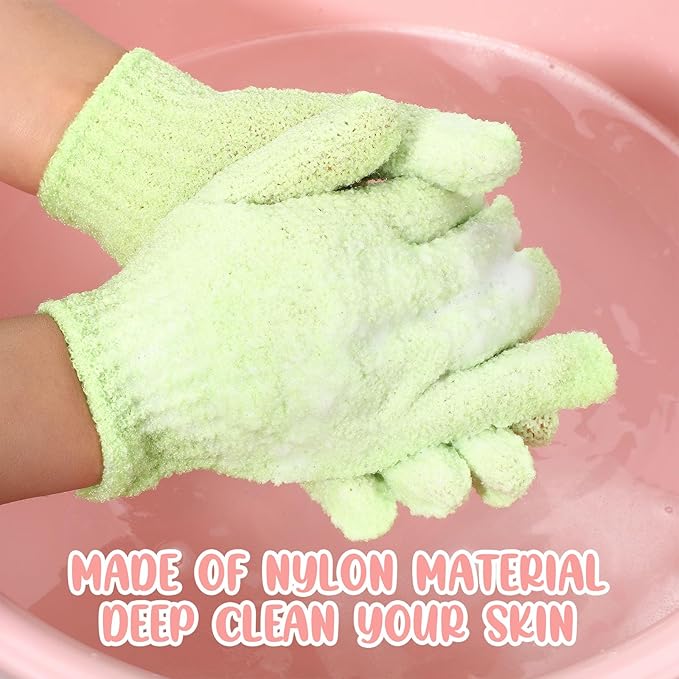 104 Pcs Exfoliating Glove Bulk Shower Gloves with Hanging Loop Exfoliating Body Scrubber Dead Skin Remover for Body Bath Beauty Spa Massage Scrubs Men Women Bathing (Green)