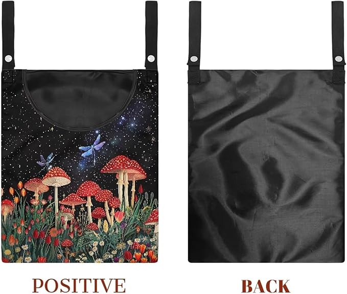 Red Mushroom Laundry Clothespin Bag - Adjustable Door-Hanging Storage Organizer with Rope for Home & Outdoor