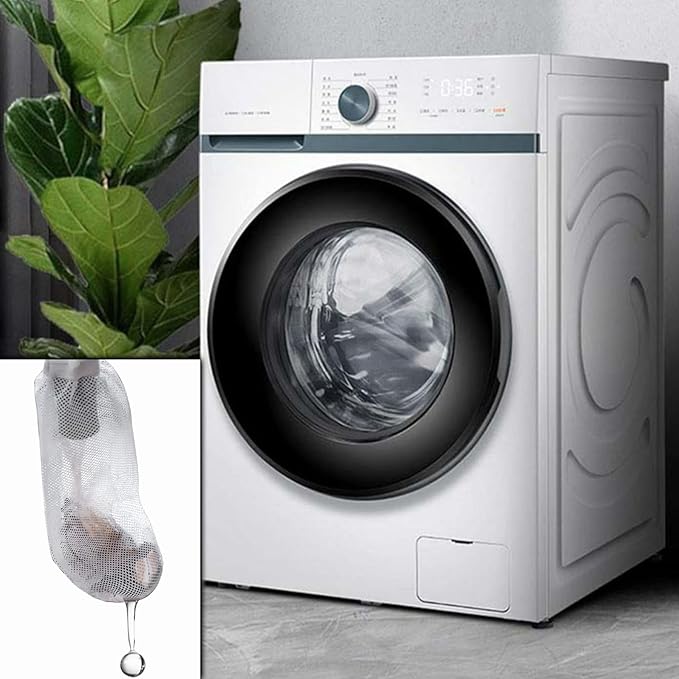 64-Piece Lint Trap and Cable Ties Set for Washing Machine, Includes 16 Nylon Mesh Lint Traps and 48 Cable Ties, Easy and Effective Lint Filtration (White)