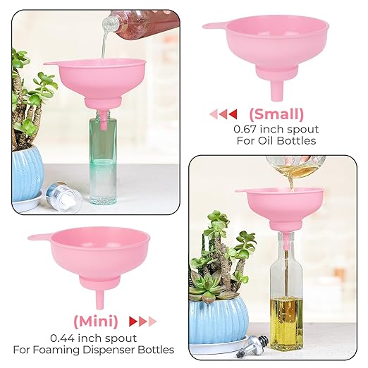 Wide Mouth Kitchen Funnel, Food Grade Plastic Cooking Canning Funnel with 4 Sizes Spouts for Filling Wide and Regular Mason Jars, Spray Dropper Oil Bottle Jug Spices Shampoo Sauce