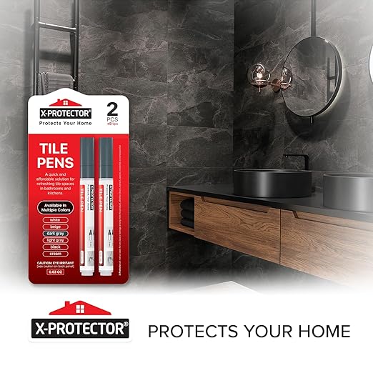 X-Protector Water Based Grout Marker - 2 PCS with 8 Tips, Dark Gray