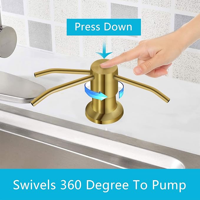 Soap Dispenser for Kitchen Sink, Kichen Sink Soap Dispenser, 47" Extension Tube kit, Under Sink Soap Dispenser Pump, No Need More Refills, Good Suction Power, Golden
