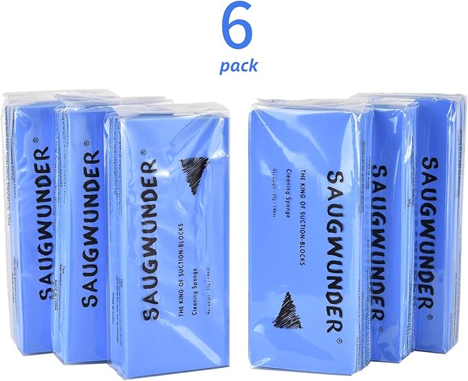 Super Absorbent Sponge Durable Stuff PVA Sponge Box High Water Absorbability Use in Car Boat Kayak After Shower Pick up Liquid Like Vacuum Cleaning Supplies (6 Blue Suction Sponges/Saver Pack)