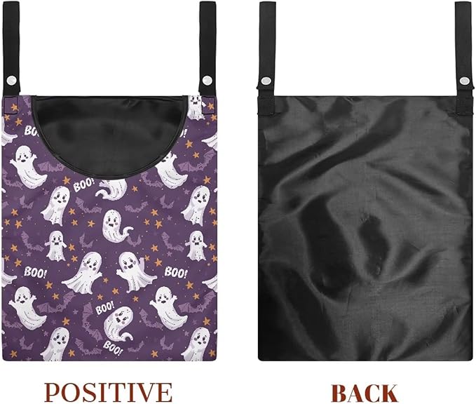 Cute Ghost Clothespin Storage Hanger Bags Laundry Clothespin Bag with a Large Opening, Hanging Storage Organizer with Hanging Rope for Home Outdoor Waterproof Clothespin Storage