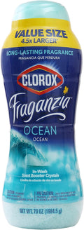 Clorox Fraganzia Laundry Scent Booster Crystals in Ocean Scent - Scented In-Wash Freshener Beads for Fresh, Clean, Great Smelling Clothes and Linens, 70 Oz